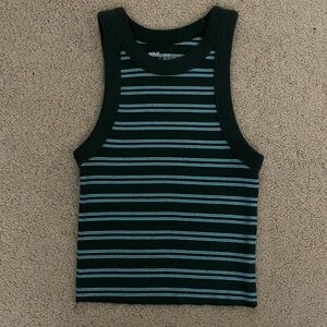 Aerie Free Spirited Ribbed Tank Top, cotton stretch, striped, closet staple, xs